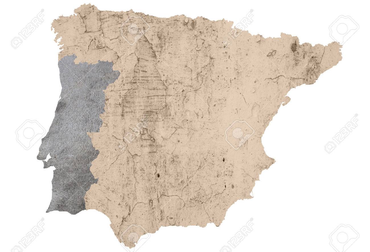 Un Mapa De La Península Ibérica Con Textura Y Aislados En Blanco Fotos Retratos Imágenes Y Fotografía De Archivo Libres De Derecho Image 23665282