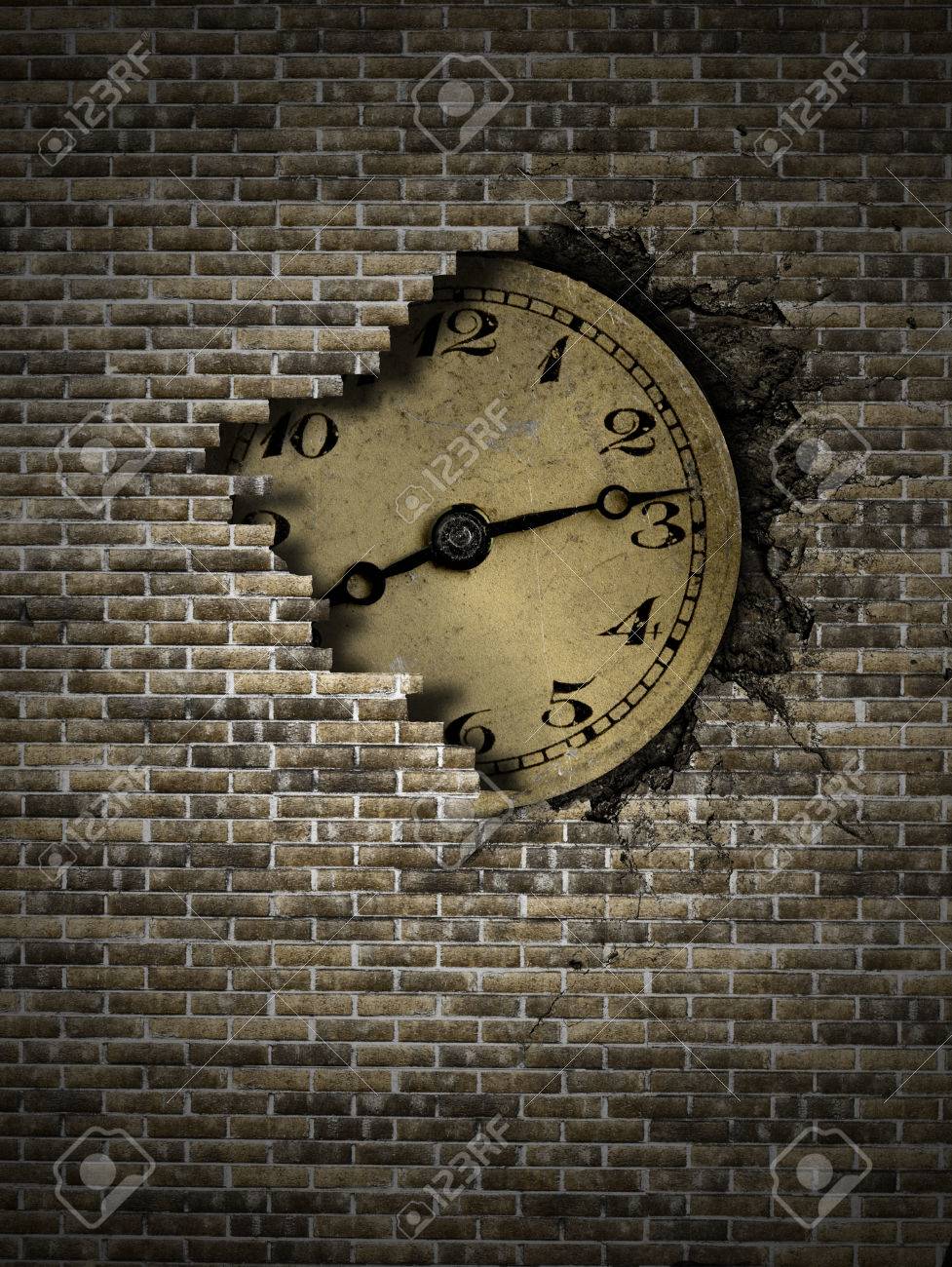 Old Clock On A Brick Wall Stock Photo Picture And Royalty Free Image Image 27314417