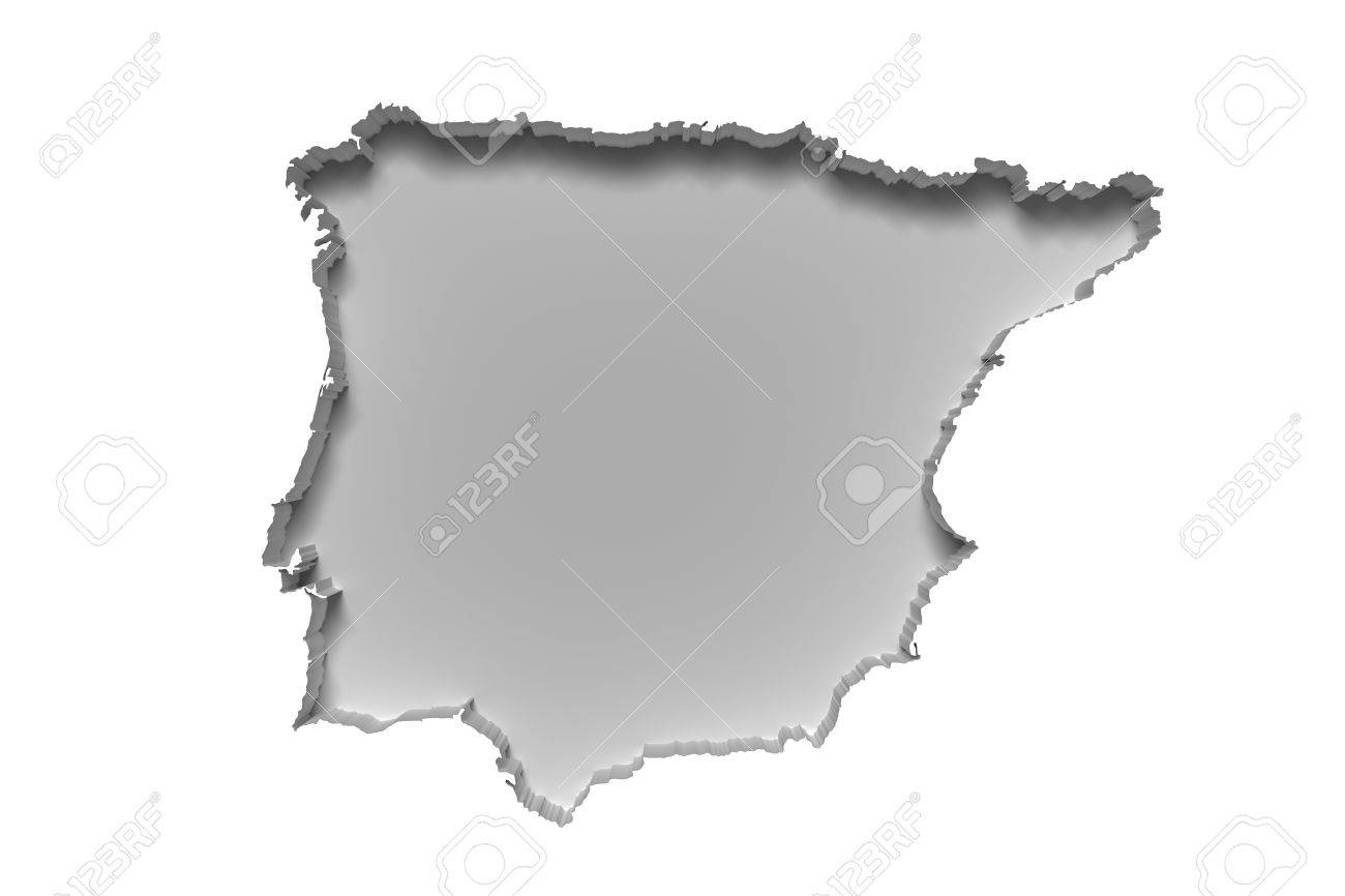 Las 3d De La Silueta De Blanco Mapa Península Ibérica En La Pared Blanca Fotos Retratos Imágenes Y Fotografía De Archivo Libres De Derecho Image 55730971