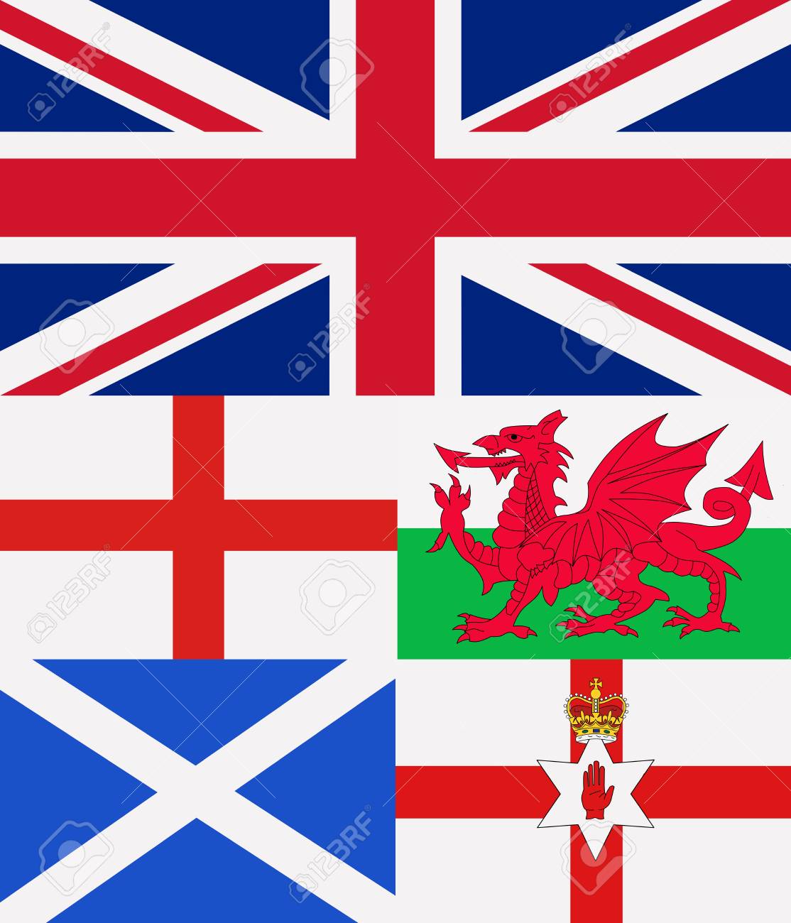 Illustration Of All The Countries United Kingdom Flags Stock