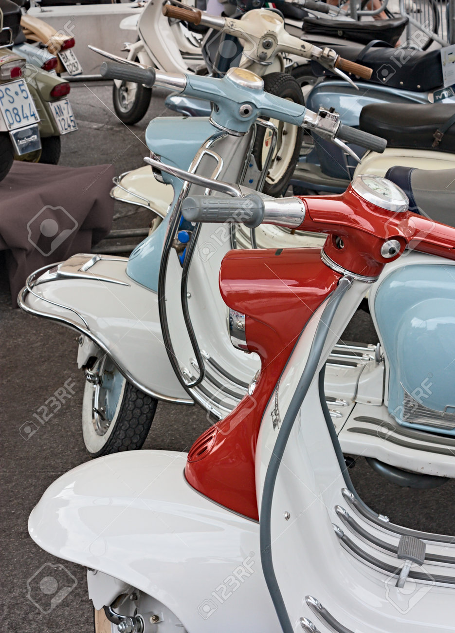 Old Italian Scooters Lambretta Exposed At Meeting Of Fans Of Stock Photo Picture And Royalty Free Image Image 18614451