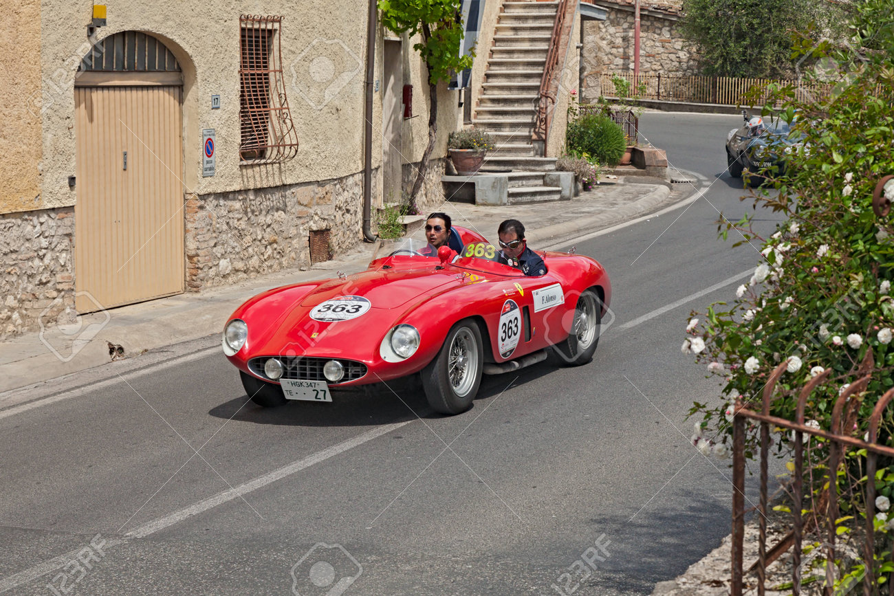 Ferrari 750 Monza Mille Miglia Vintage Poster Print Italian Car Races