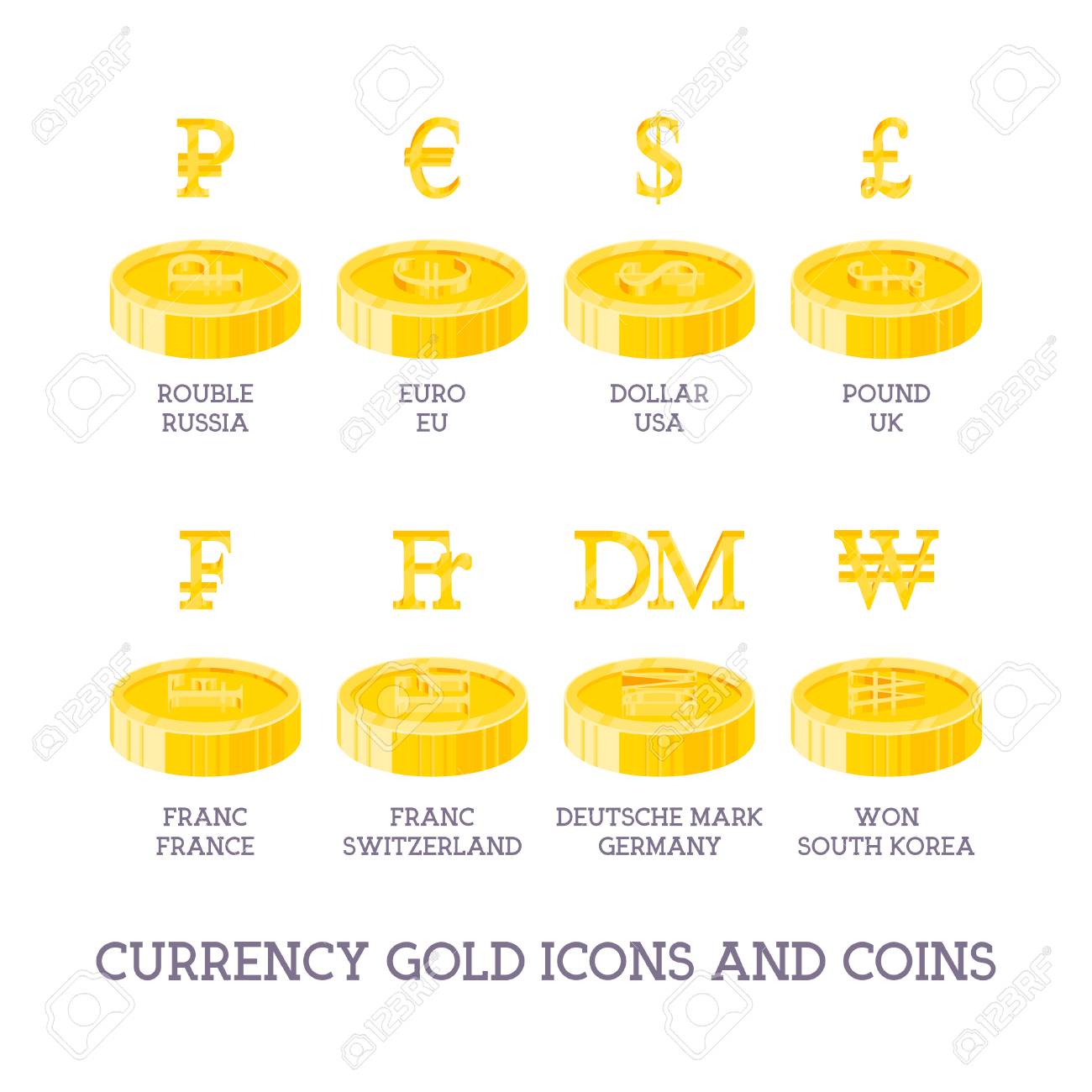 World Currency Signs And Coins Big Set Symbols Of Money And Royalty Free Cliparts Vectors And Stock Illustration Image 95483748