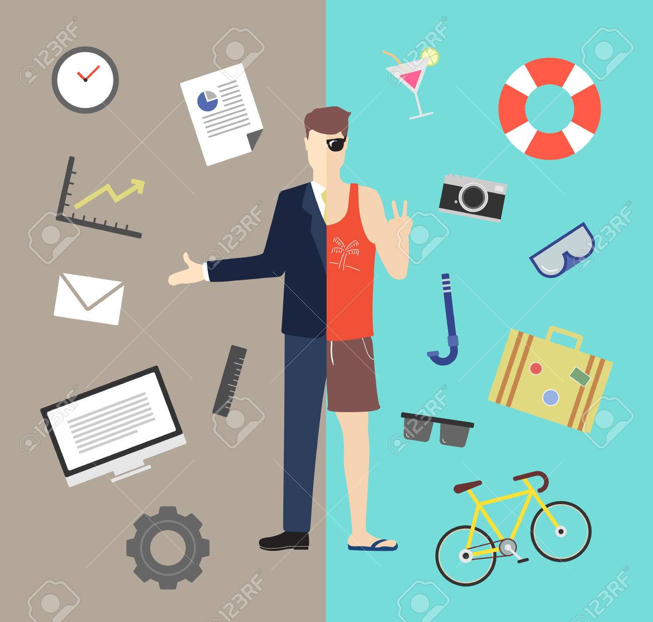 Ilustración De Vector De Equilibrio Trabajo Y Vida Ilustraciones ...