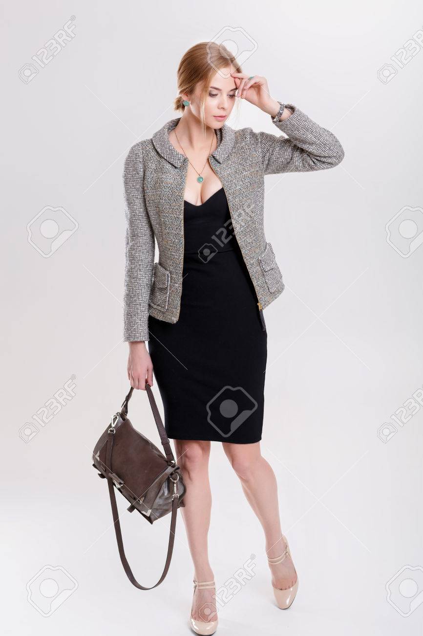 黒のドレス ジャケット 純粋な美しいビジネス女性金髪 の写真素材 画像素材 Image