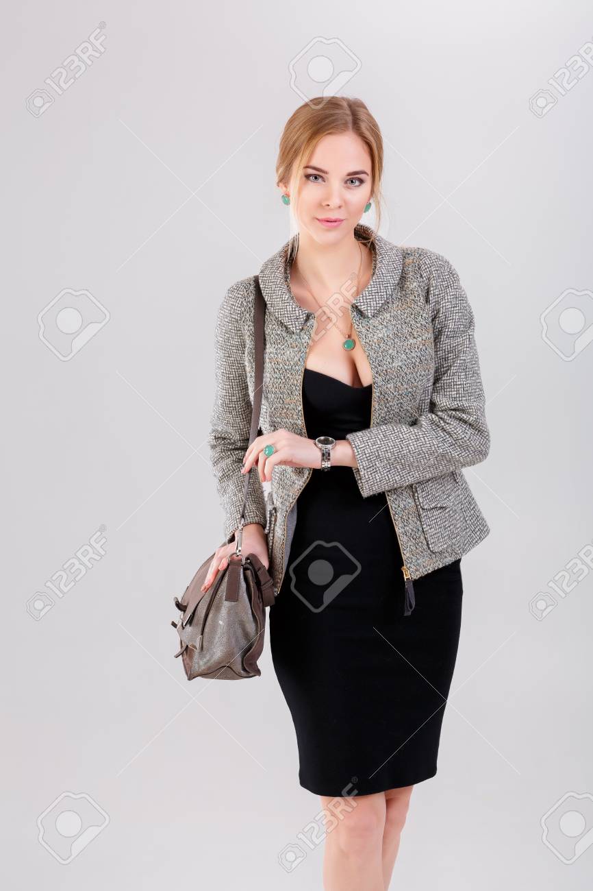 黒のドレス ジャケット 純粋な美しいビジネス女性金髪 の写真素材 画像素材 Image