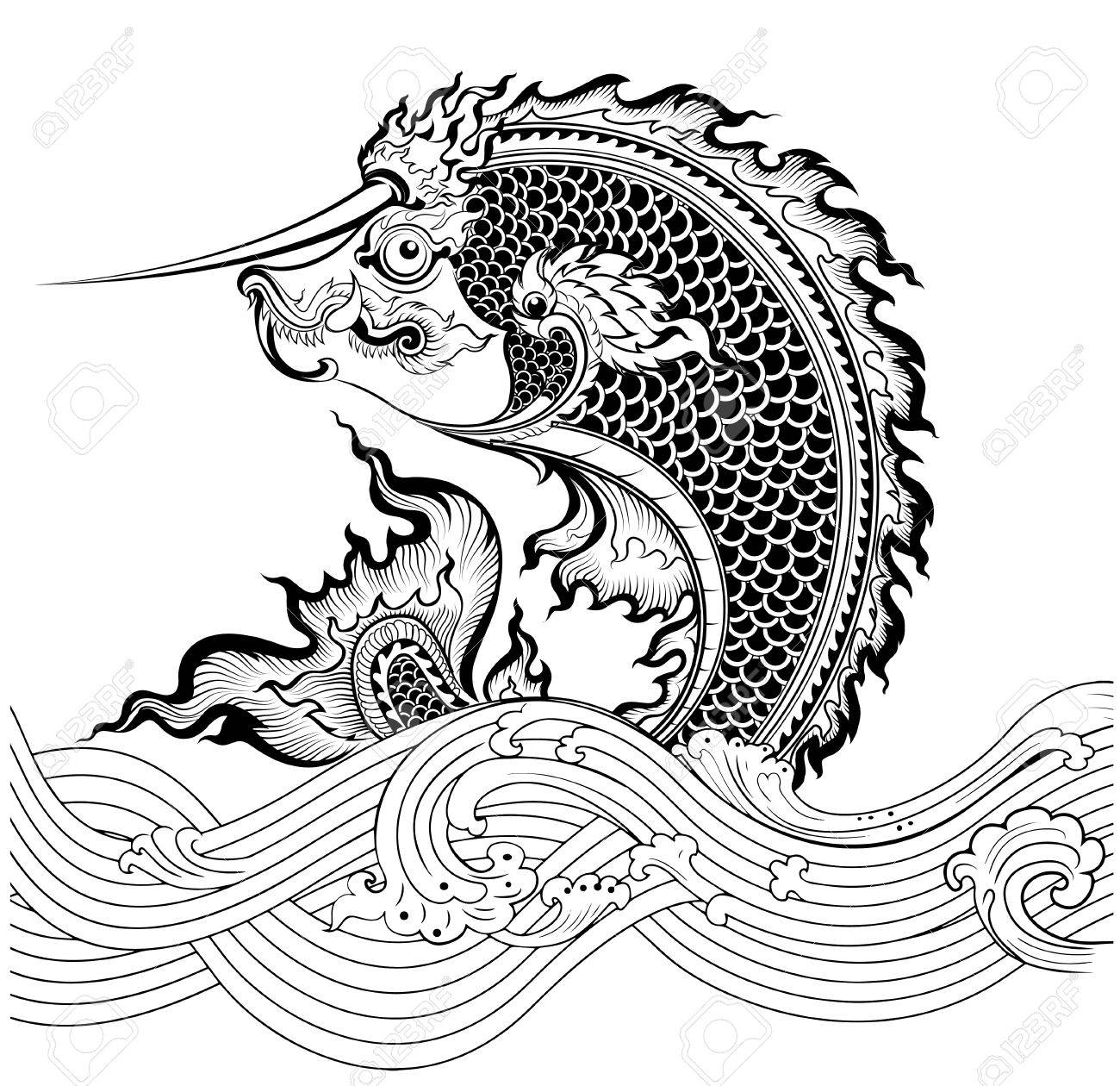 タイの芸術の魚 のイラスト素材 ベクタ Image