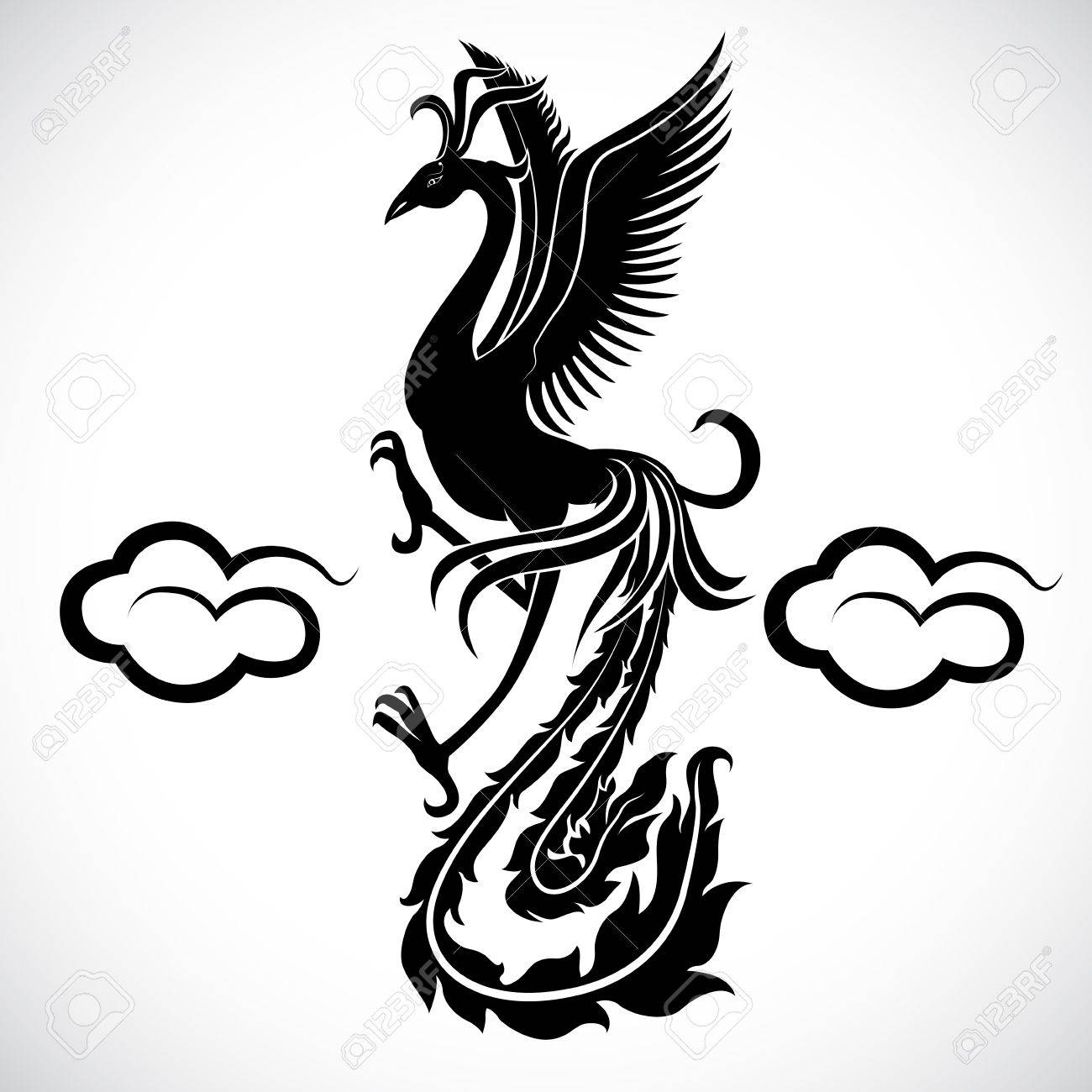 空に白鳥神シルエット のイラスト素材 ベクタ Image