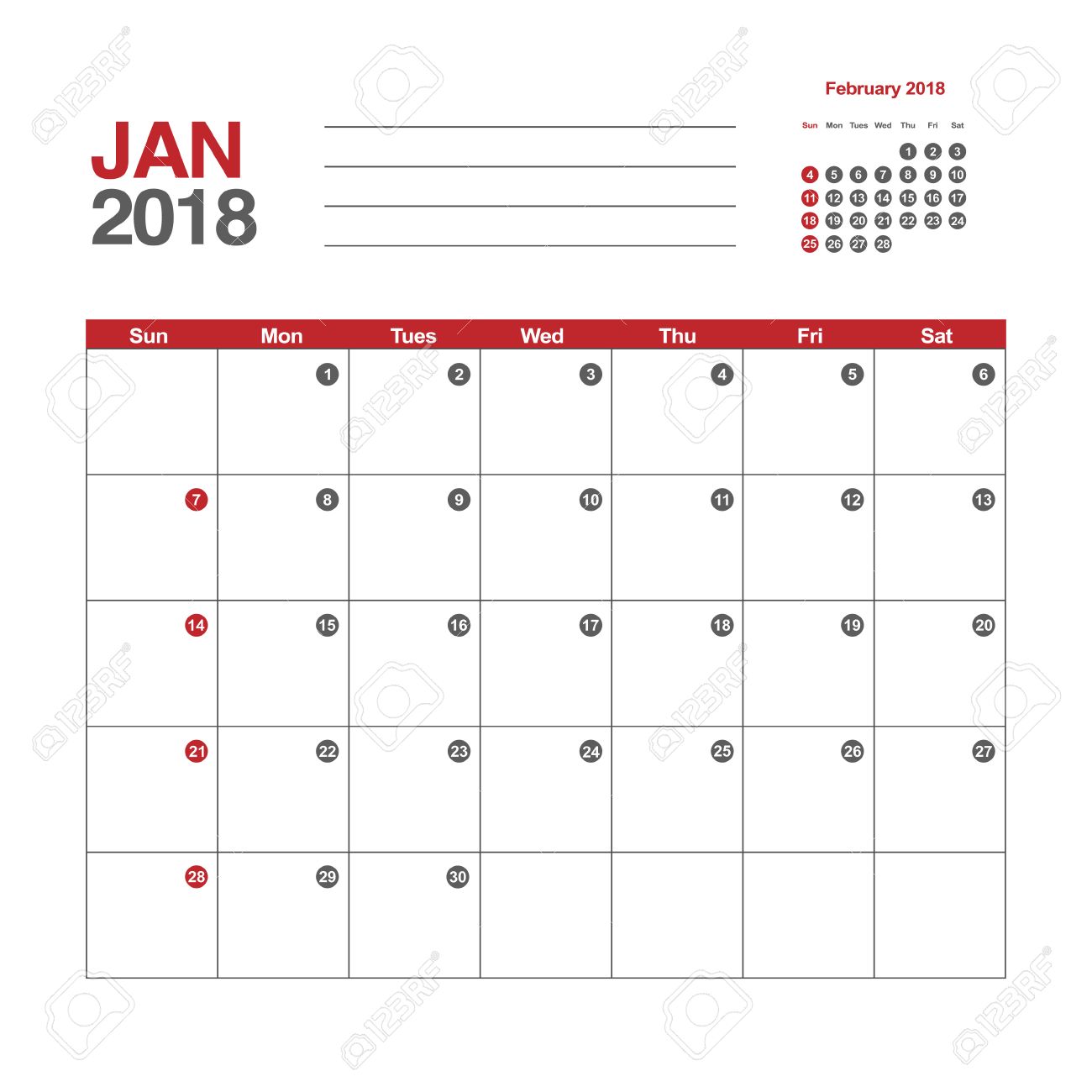 january 2018 template