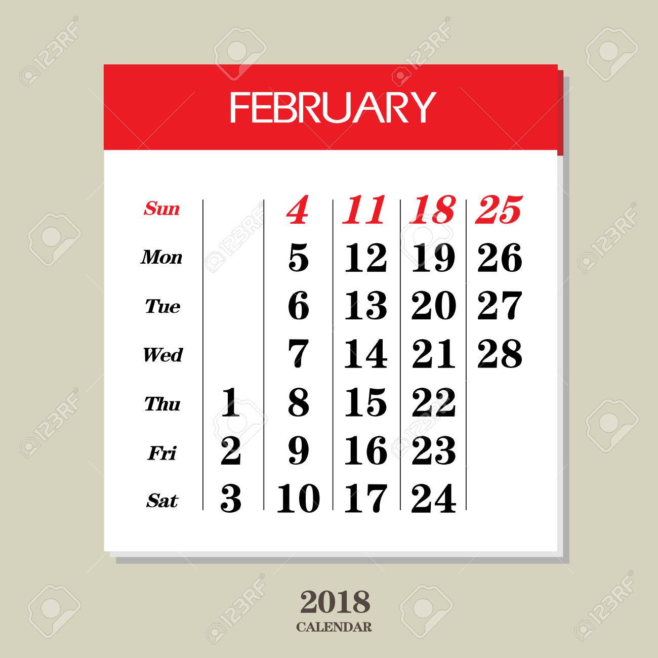 february 2018 template