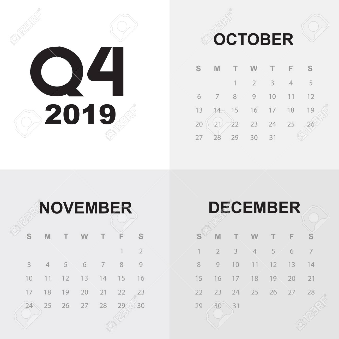 fourth quarter of calendar 2019 royalty free cliparts vectors and calendar quarters 2019