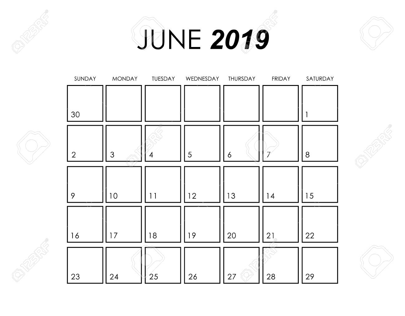 template of calendar for june 2019 royalty free cliparts vectors june 2019 template
