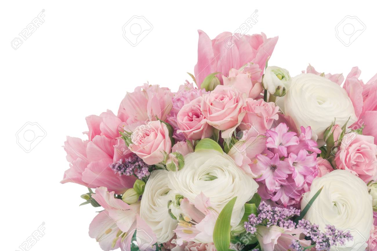 Arrangement De Bouquet De Fleurs Incroyable Dans Des Couleurs Pastel Isolé Sur Blanc