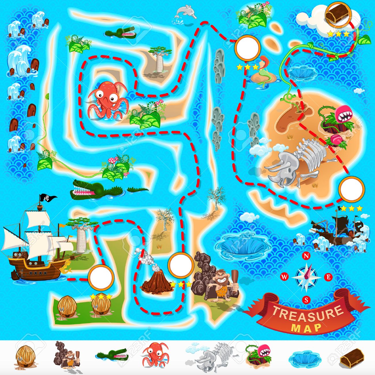 Pirate Treasure Map Royalty Free SVG, Cliparts, Vectors, and Stock Illustration. Image 27488329. for Free Printable Pirate Treasure Map