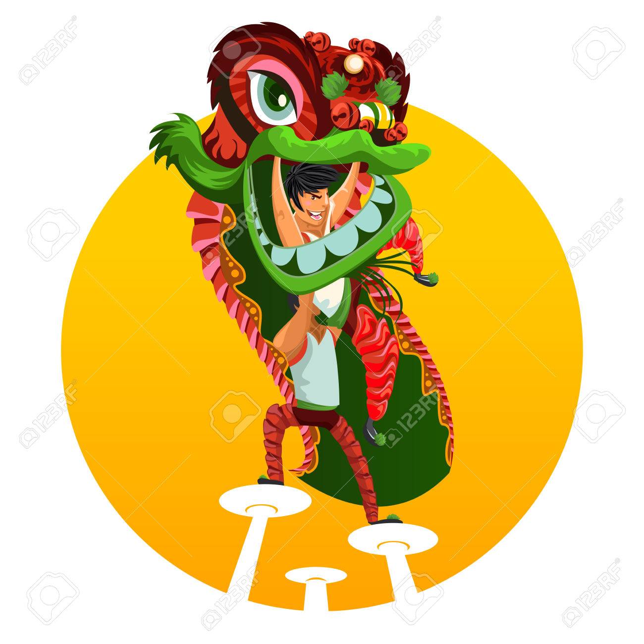 中国の旧正月の獅子舞のイラスト素材 ベクタ Image 中国の旧正月の獅子舞のイラスト素材 ベクタ Image