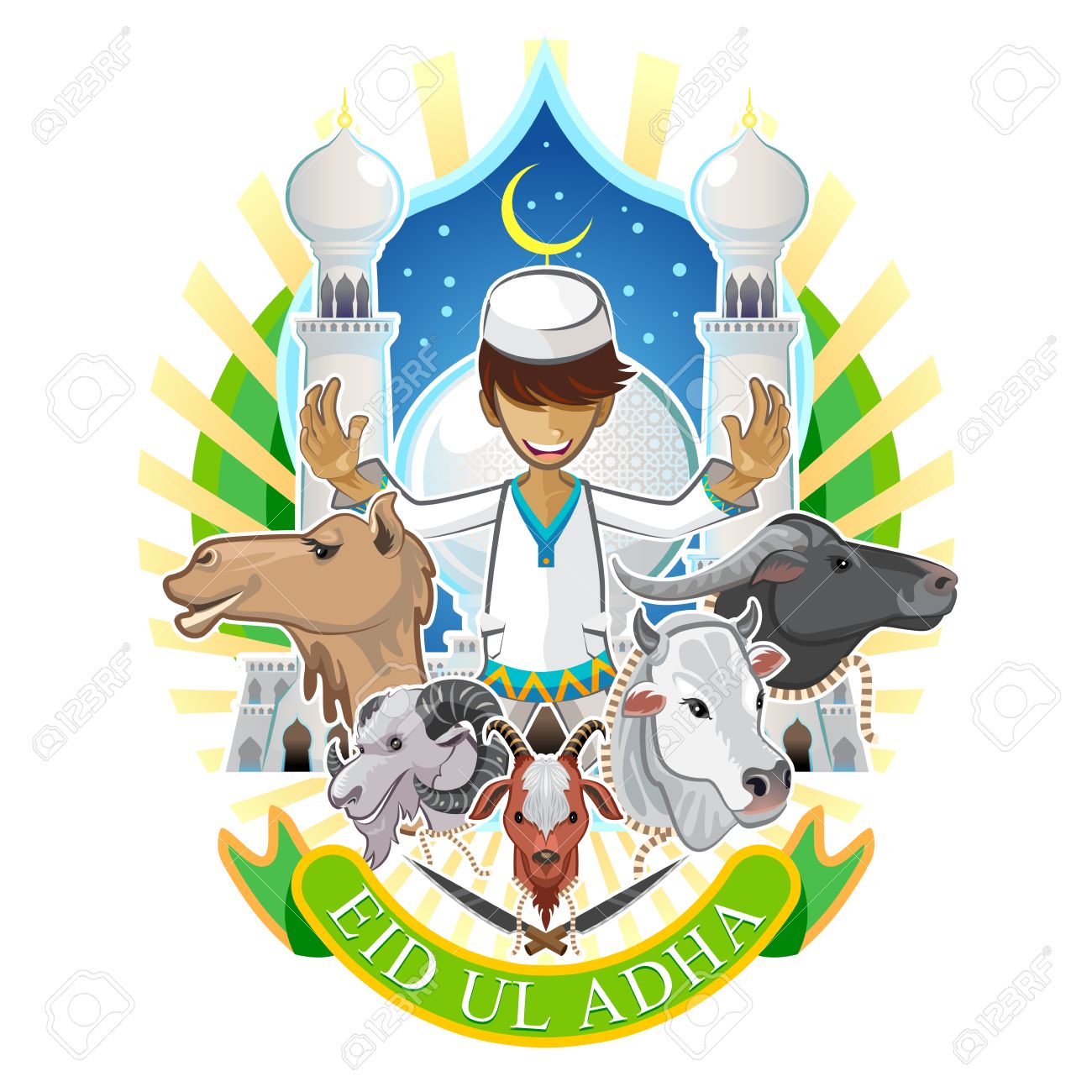 Eid Al Adha Greeting Card Celebration Of Festival Of Sacrifice Islam Religious Holiday - 44098563 Eid Al Adha Greeting Card Celebration Of Festival Of Sacrifice Islam Religious Holiday - 44098563