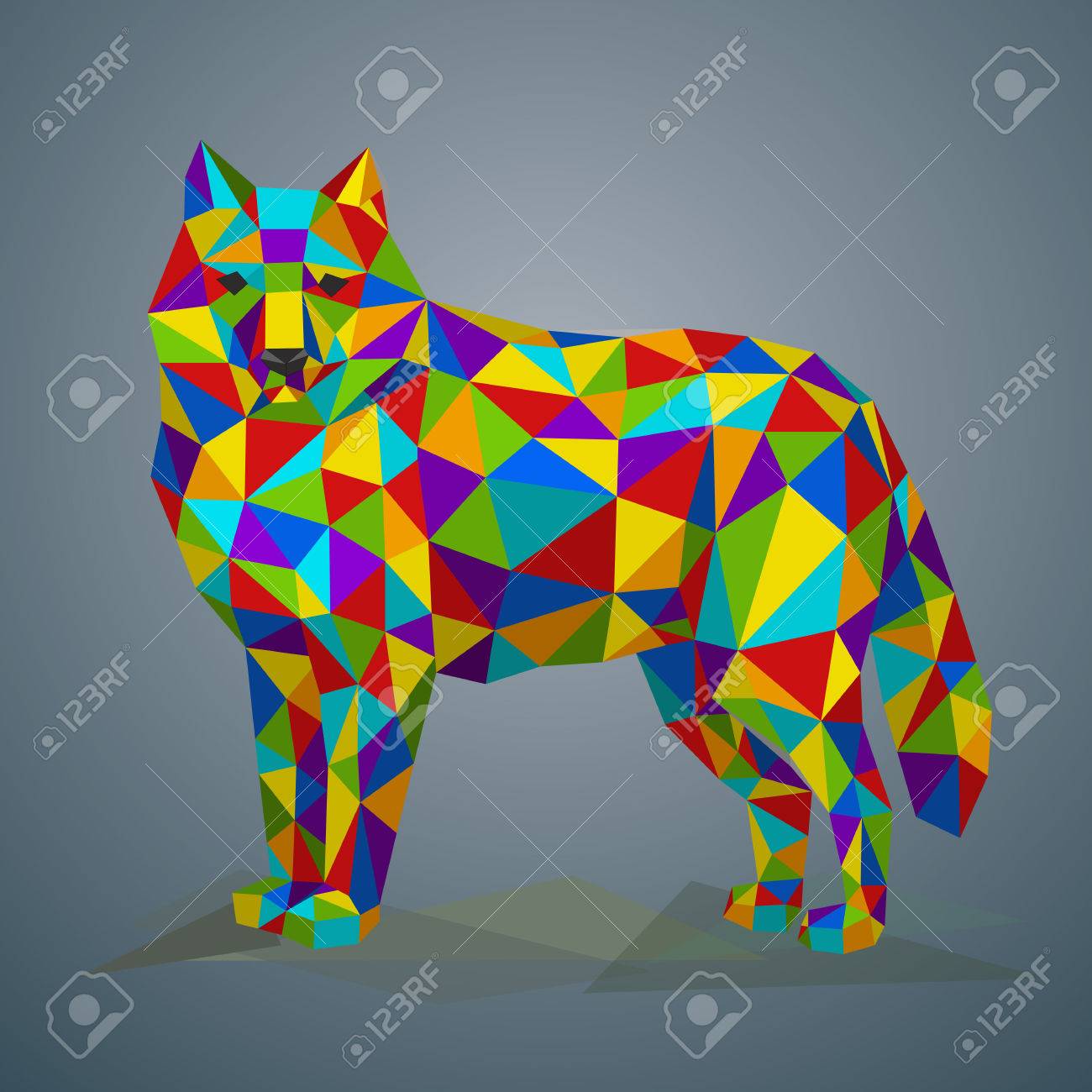 ポリゴン スタイルのベクトル図です 灰色の背景に美しい森の動物 のイラスト素材 ベクタ Image ポリゴン スタイルのベクトル図です 灰色の背景に美しい森の動物 のイラスト素材 ベクタ Image