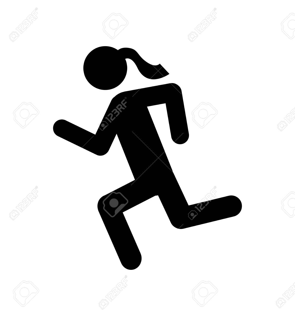 Running Woman Icon On White Background, Fitness Sport Royalty Free ...