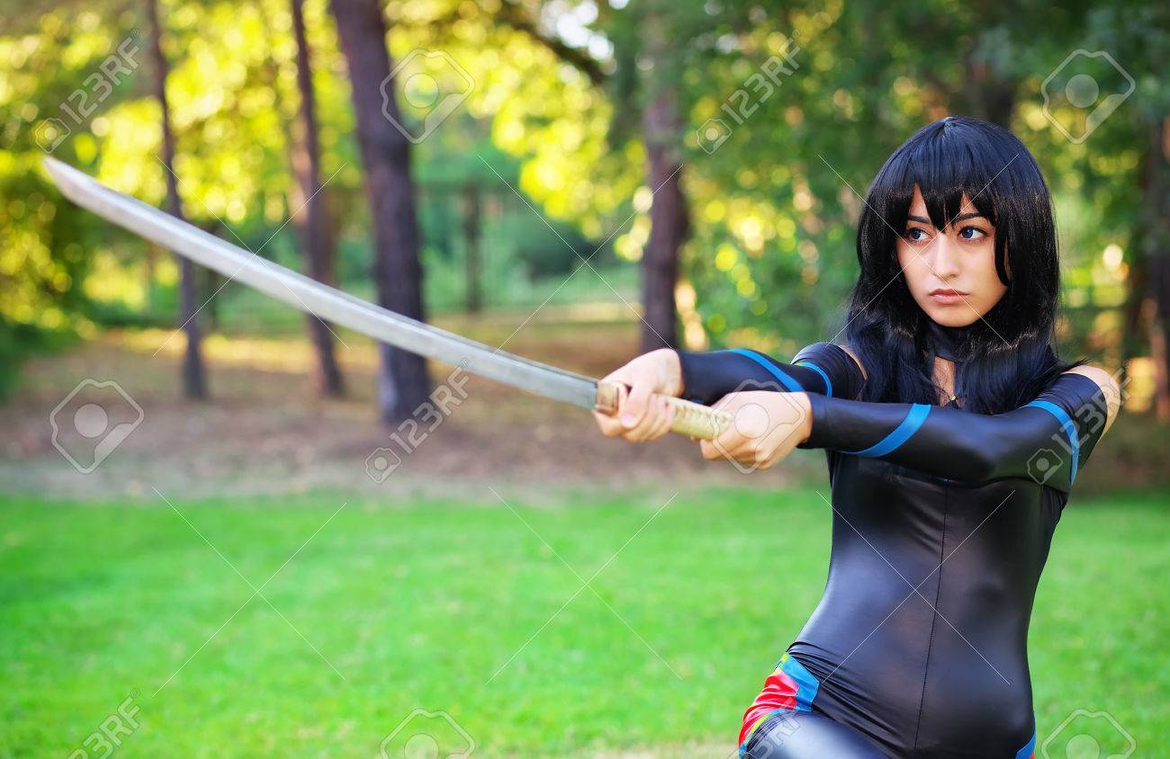 Young Girl Holding Samurai Sword Original Cosplay Character Stock Photo Picture And Royalty Free Image Image