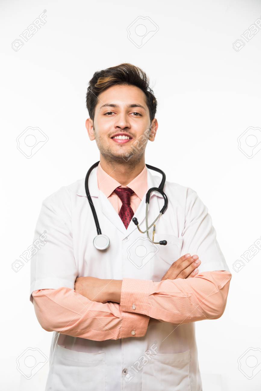 Portrait Of An Cheerful Indian Handsome Male Doctor With A Stethoscope  Around His Neck, Isolated Over White Background, Selective Focus Stock  Photo, Picture And Royalty Free Image. Image 82494111.