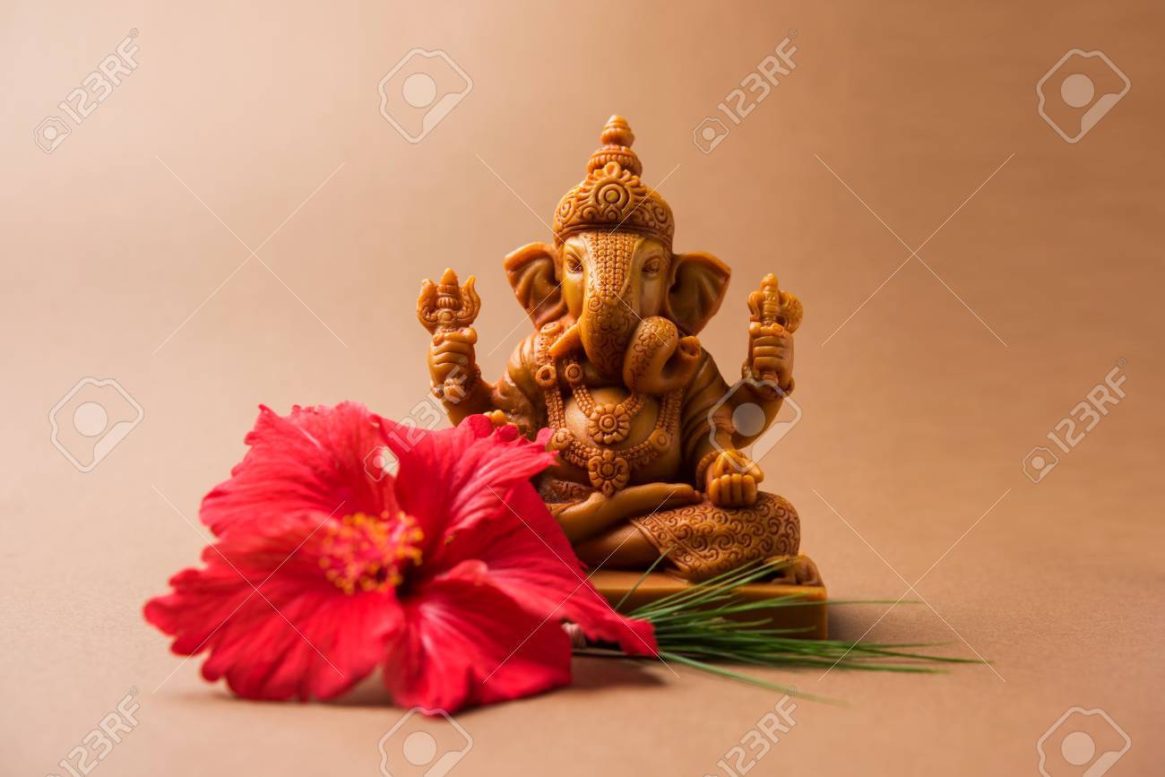 Happy Ganesh Chaturthi Greeting Card Showing Photograph Of Lord