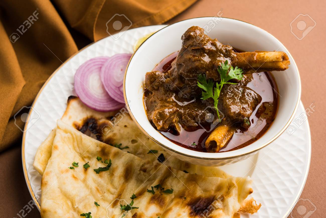 Mutton Masala Or Masala Gosht Or Indian Lamb Rogan Josh With Some Seasoning Served With Naan Or Roti Selective Focus Stock Photo Picture And Royalty Free Image Image 90523092