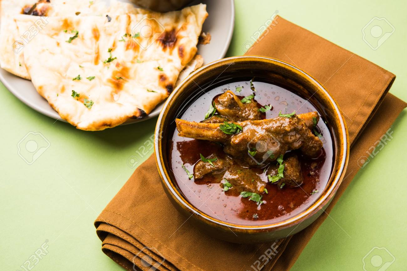 Mutton Masala Or Masala Gosht Or Indian Lamb Rogan Josh With Some Seasoning Served With Naan Or Roti Selective Focus Stock Photo Picture And Royalty Free Image Image 90500073