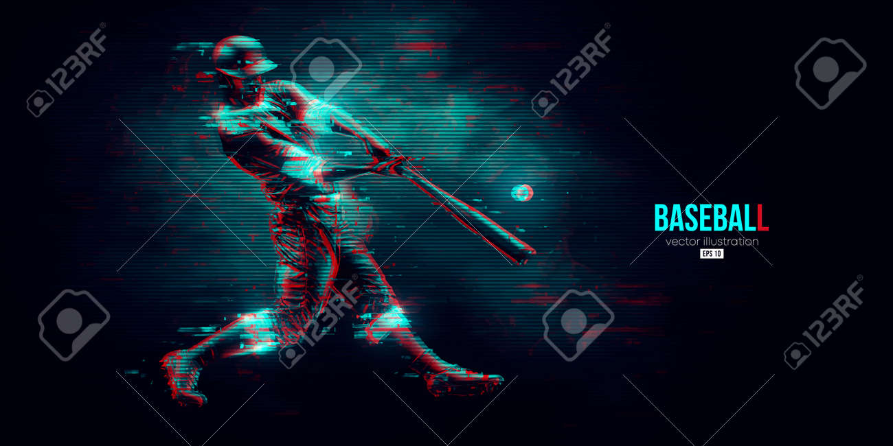 Abstract Silhouette Of A Baseball Player On Blue Background. Baseball  Player Batter Hits The Ball. Vector Illustration Royalty Free SVG, Cliparts,  Vectors, and Stock Illustration. Image 185919831., image size:1300x650