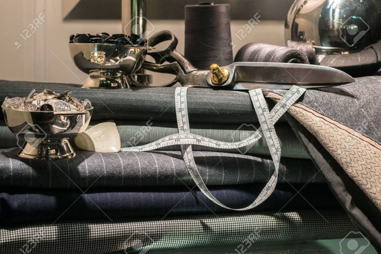Still Life of Tailor's Shop with Tools of the Trade and Cloth - 34440172 Still Life of Tailor's Shop with Tools of the Trade and Cloth - 34440172