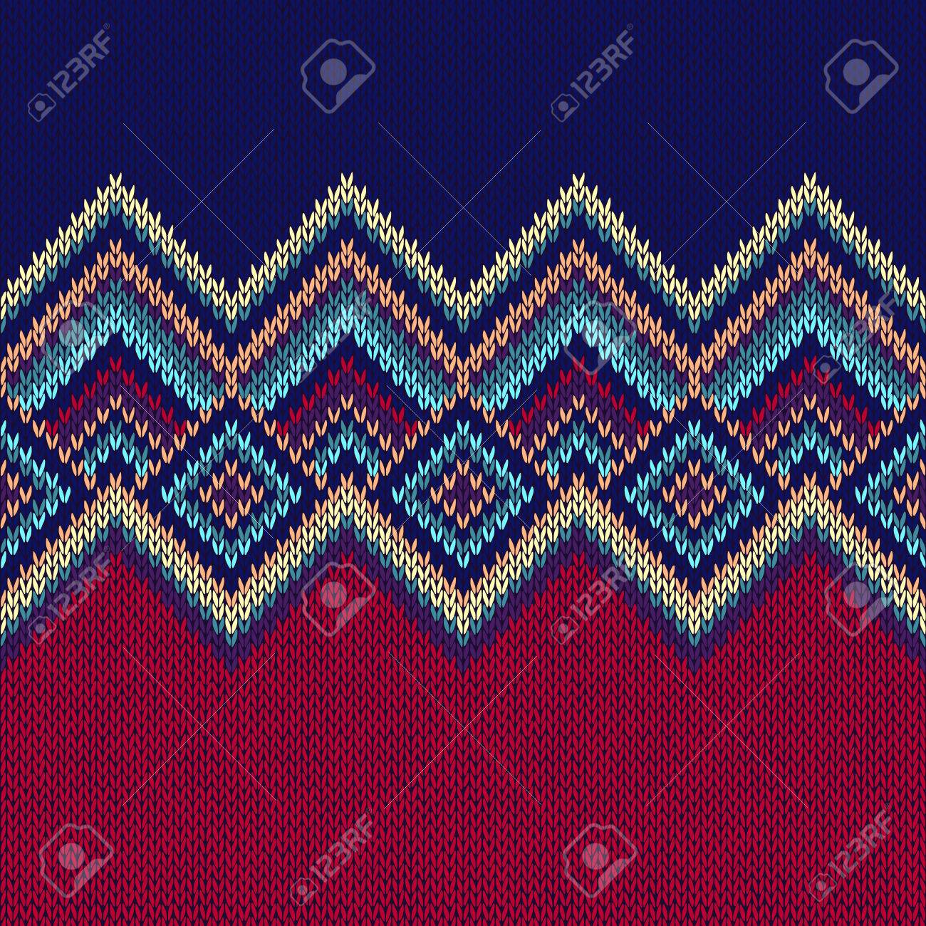 シームレス パターン ニット ウールのおしゃれな飾りテクスチャ 生地の色の幾何学模様の背景のイラスト素材 ベクタ Image