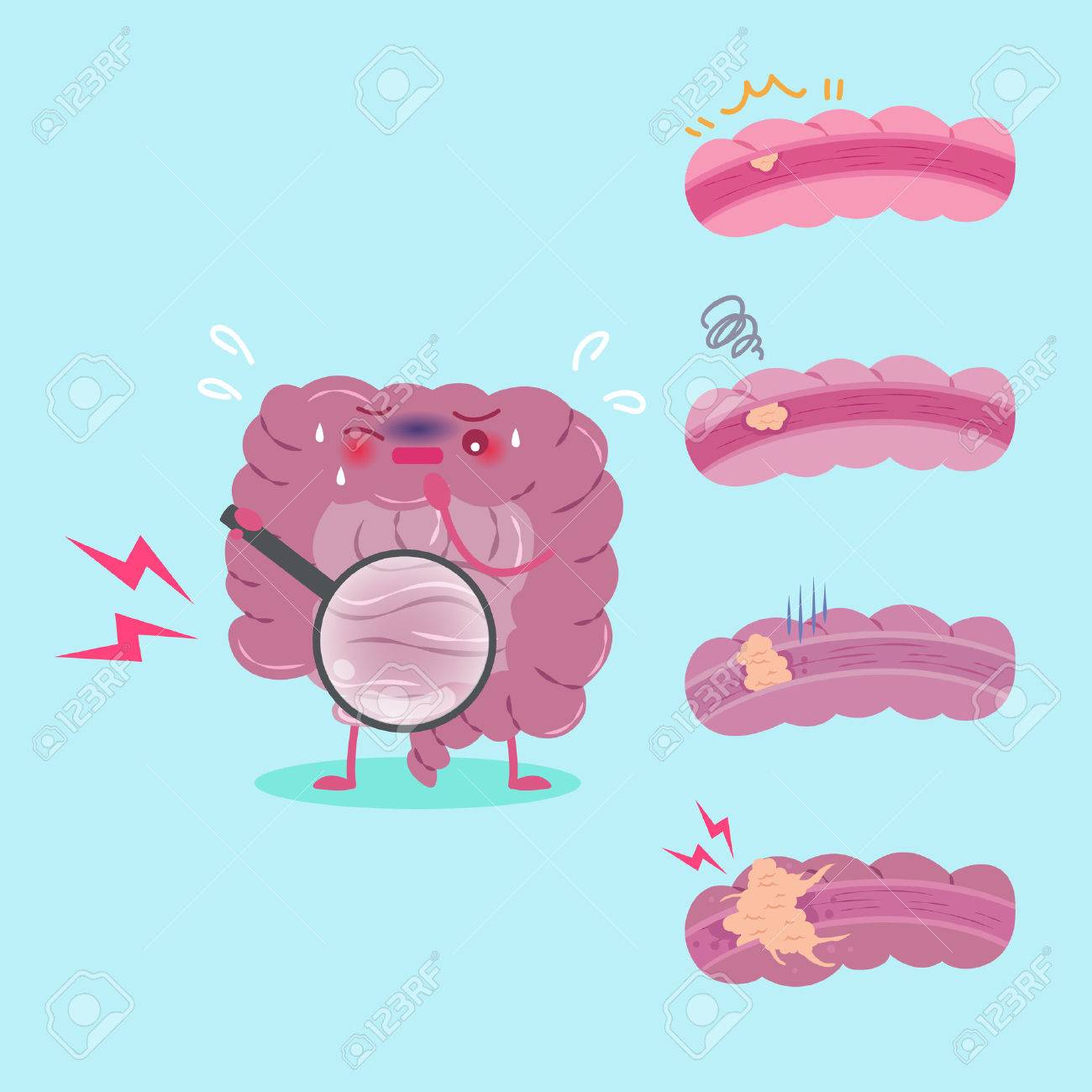 かわいい漫画腸感じ悪い健康の概念のイラスト素材 ベクタ Image