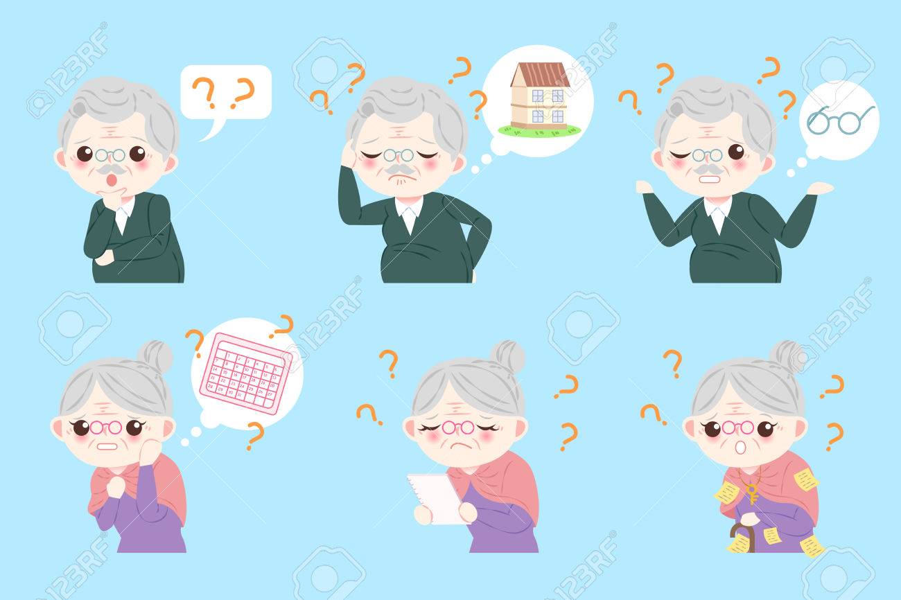 カップルは青い背景にアルツハイマー病 のイラスト素材 ベクタ Image 9293