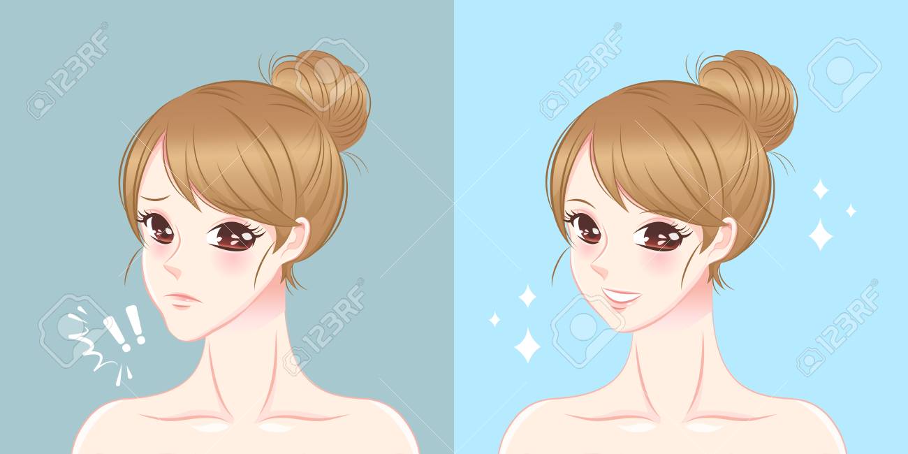 イラストの前と後に太い顎を持つ女性 のイラスト素材 ベクタ Image 3941