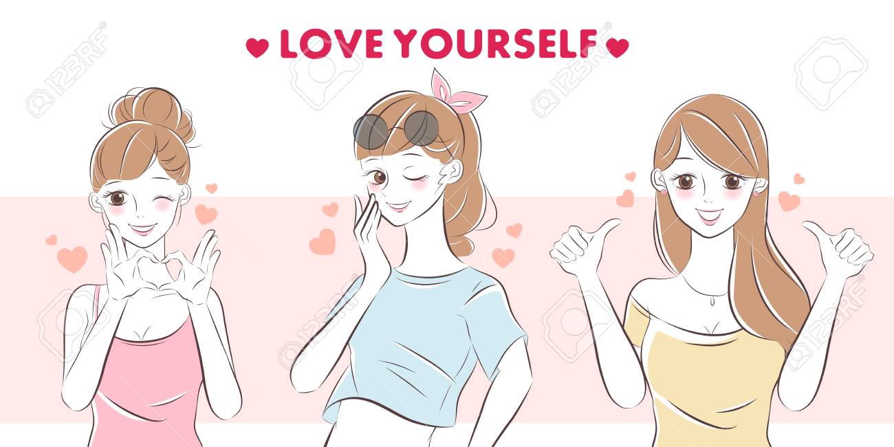 woman with love yourself concept on the whitebackground - 111634805 woman with love yourself concept on the whitebackground - 111634805
