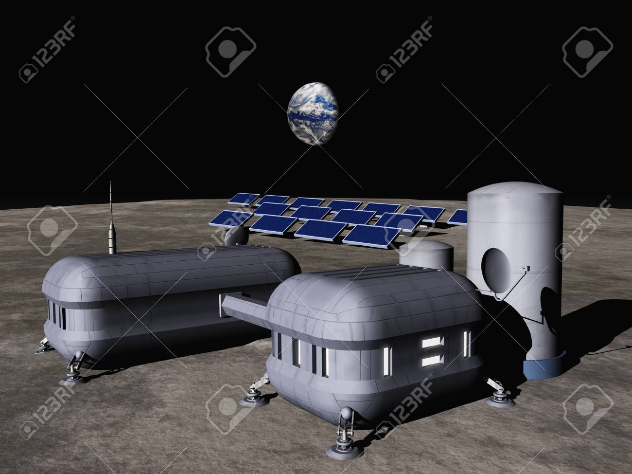 月面基地の 3 D イラストレーション の写真素材 画像素材 Image