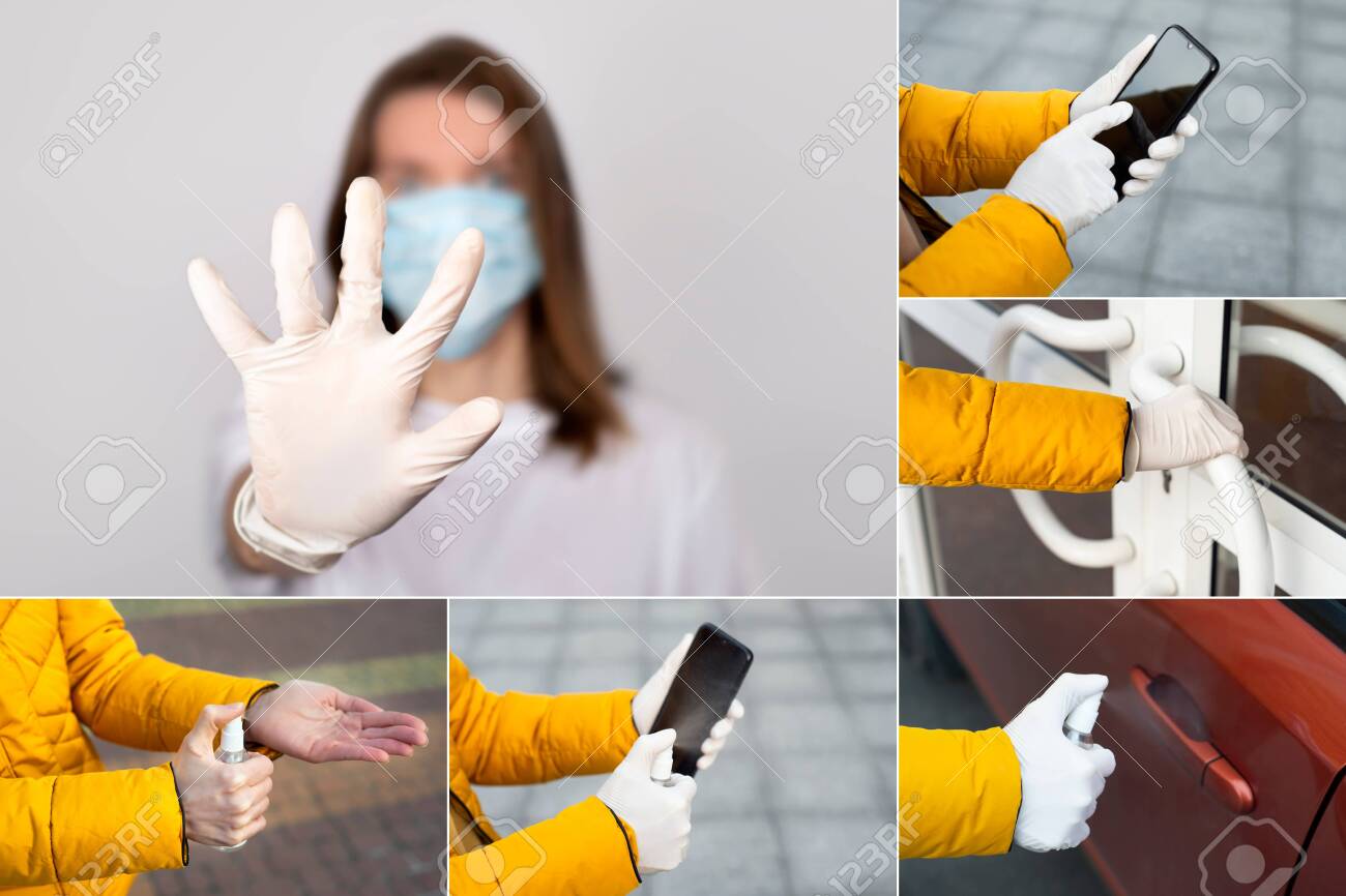 stop coronavirus and air pollution concept woman disinfect a stock photo picture and royalty free image image 145667705 123rf com