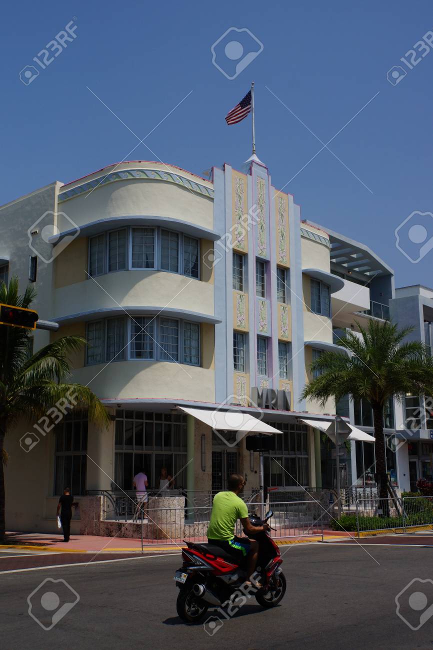 art deco architecture in miami beach florida usa stock photo
