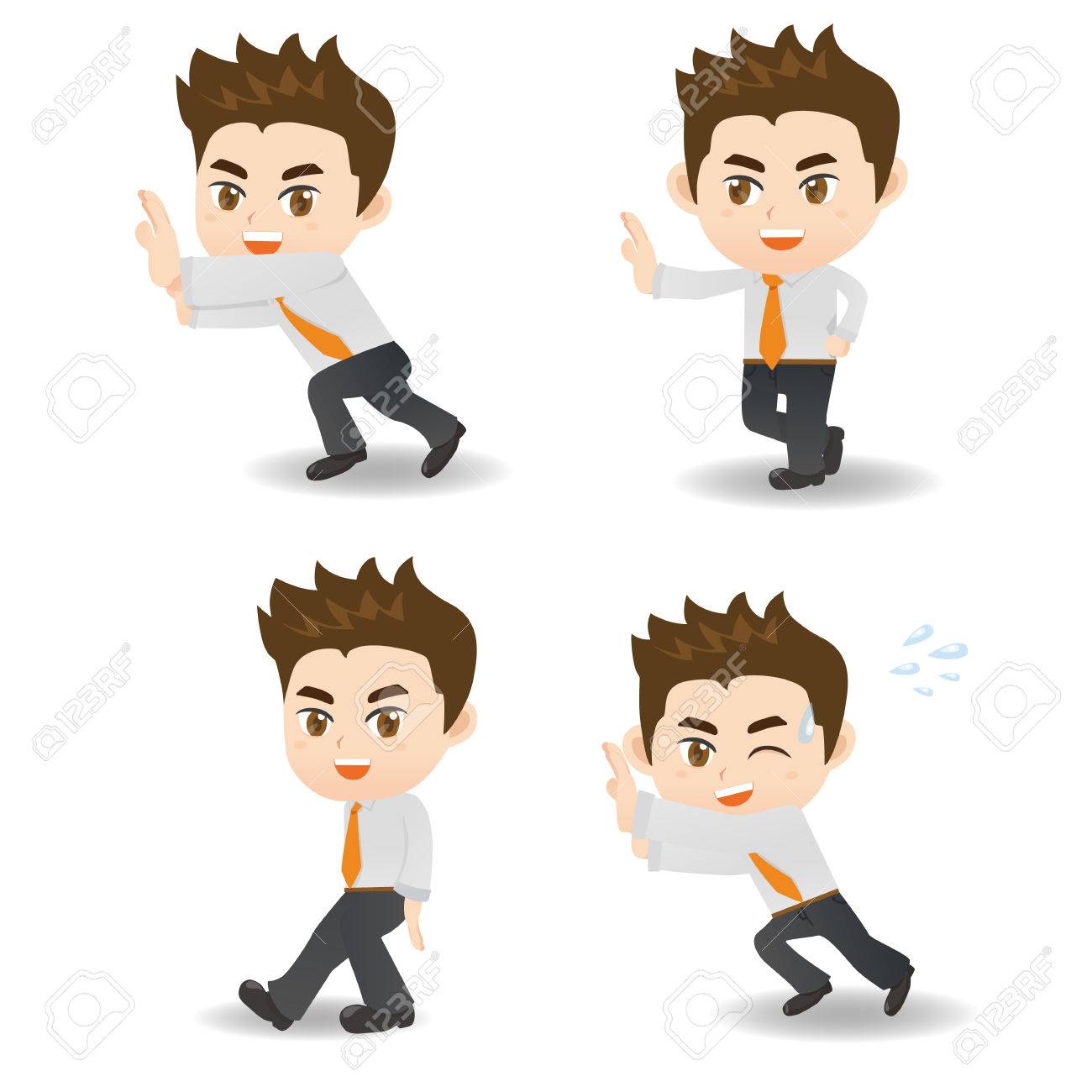 Cartoon Illustration Set Of Success And Excited Business Man Push Something  Royalty Free SVG, Cliparts, Vectors, and Stock Illustration. Image 69288673., image size:1300x1300
