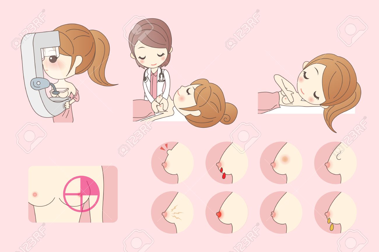 cartoon woman go to check for breast cancer royalty free cliparts