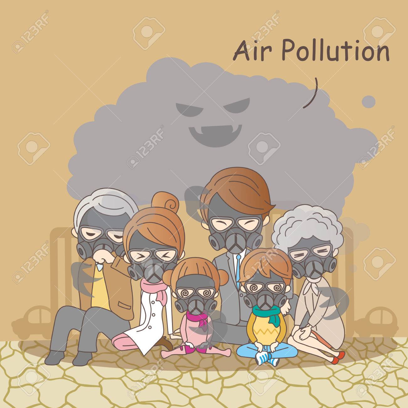 漫画家族の大気汚染と悪い感じ のイラスト素材 ベクタ Image 漫画家族の大気汚染と悪い感じ のイラスト素材 ベクタ Image