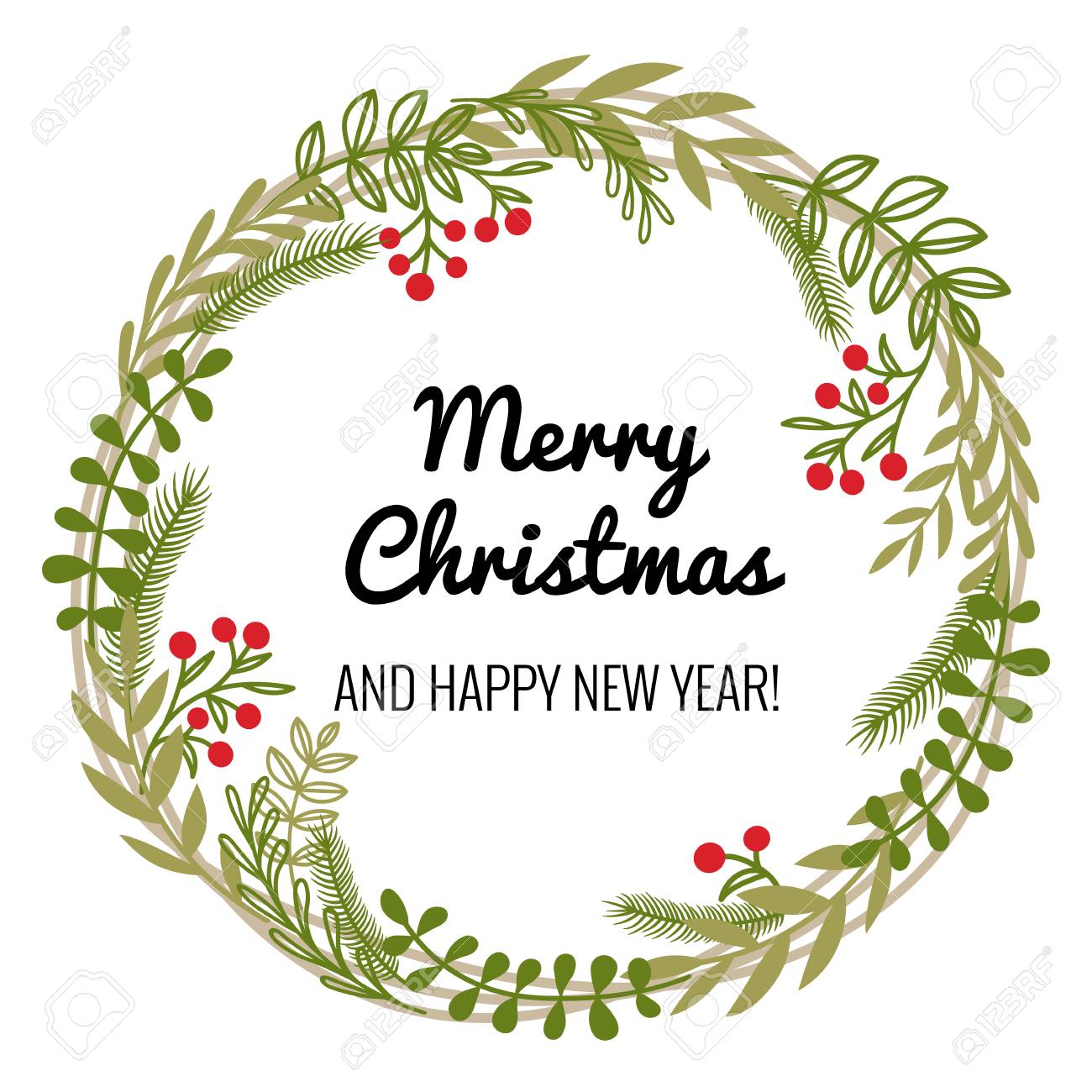 winter holiday wreath a template of greeting card design or