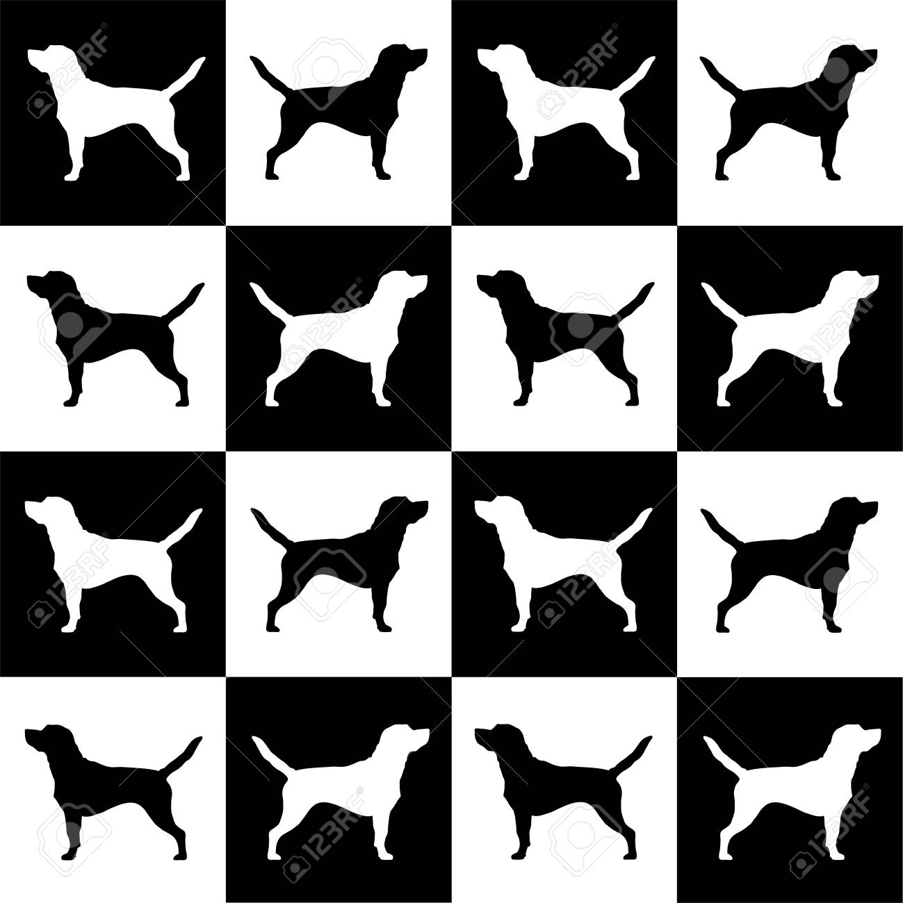 Race De Chien Beagle Sur Les Carrés Et Les Cellules Noires Et Blanches On Dirait Un échiquier Tous Les Objets Sont Isolés Et Vous Pouvez Les
