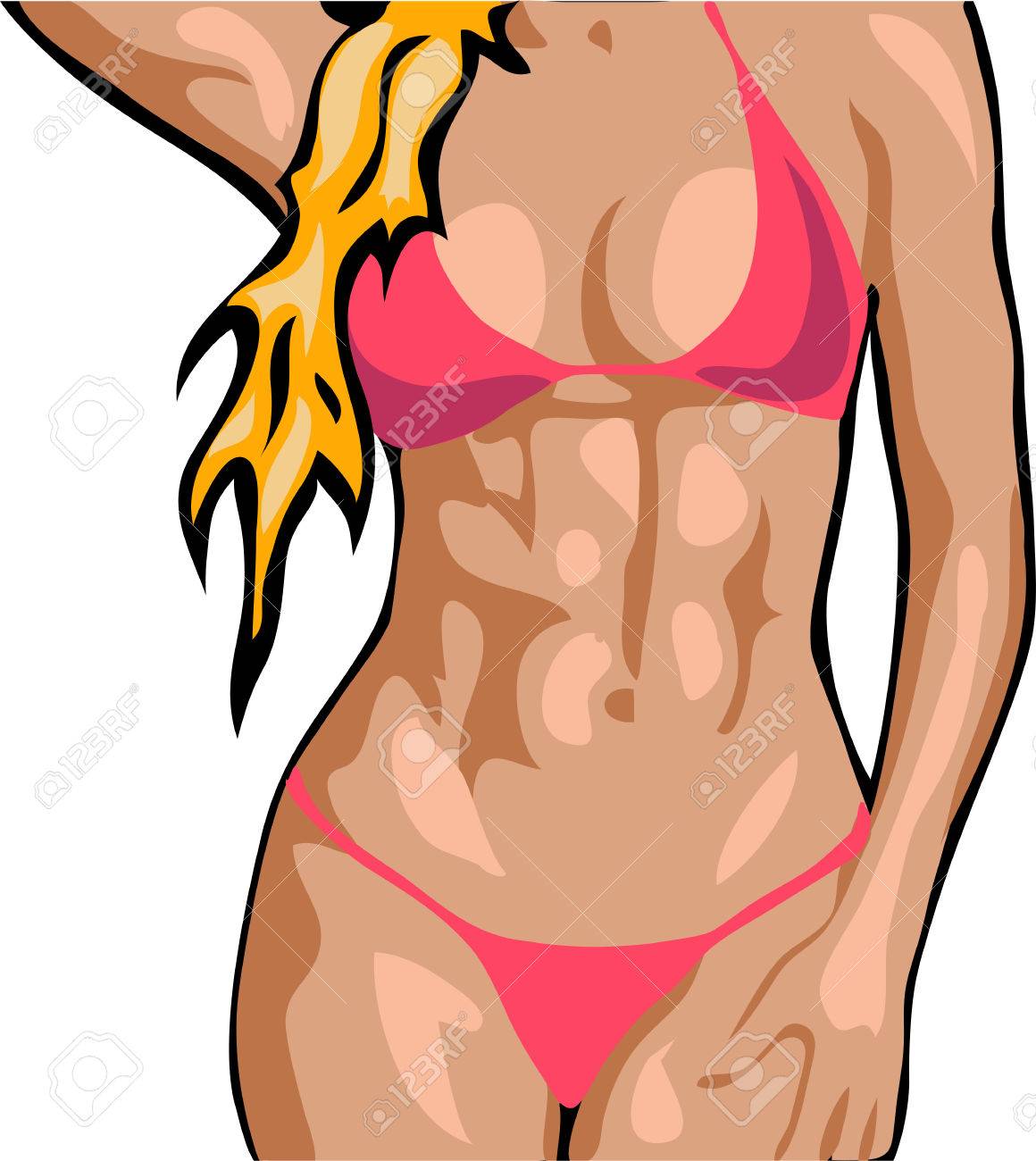 絵手描きドローイング赤いビキニ姿の女性