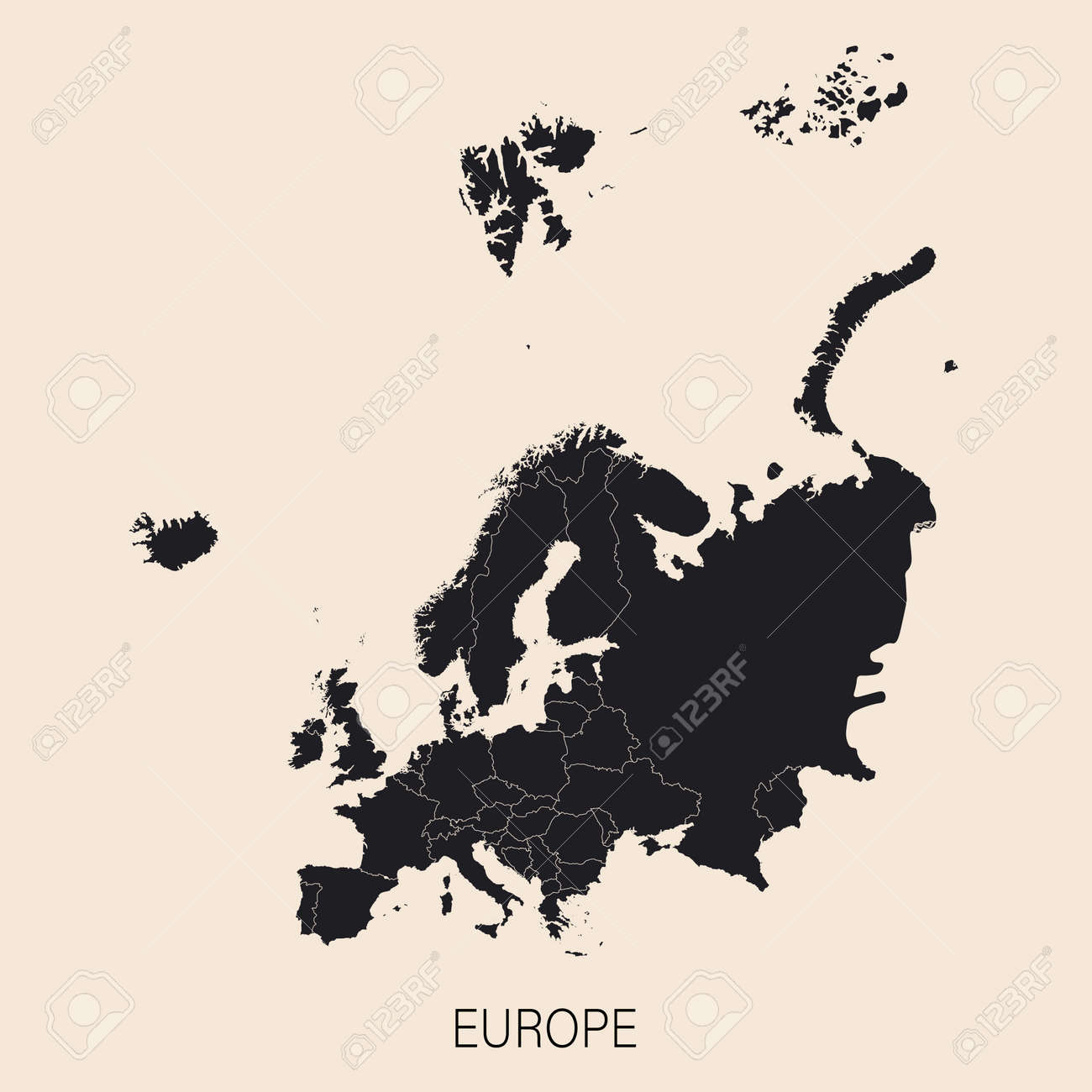 The political detailed map of the continent of Europe with Russia with borders of countries. Highly detailed political map of the world - 169261823 The political detailed map of the continent of Europe with Russia with borders of countries. Highly detailed political map of the world - 169261823