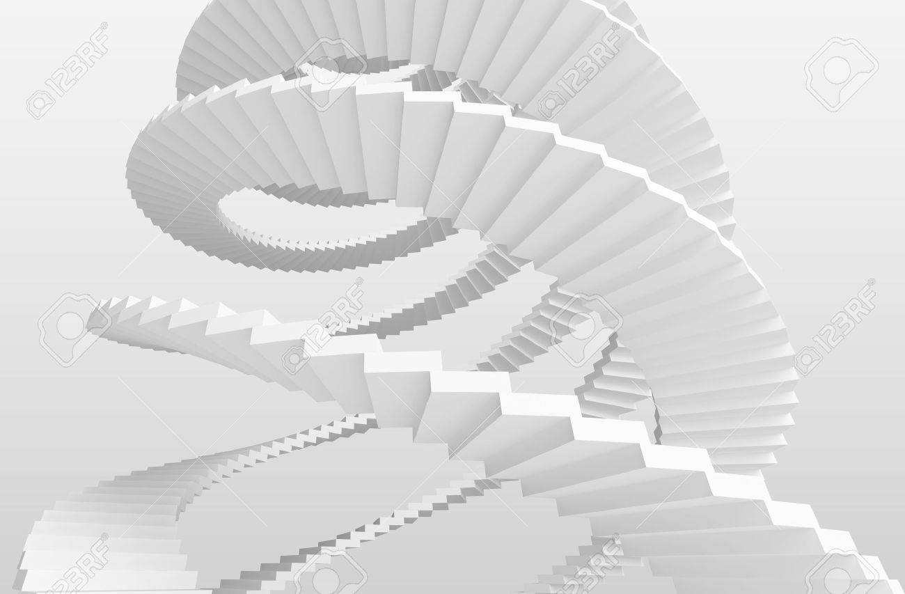 灰色の背景に白の螺旋階段 3 D イラスト の写真素材 画像素材 Image