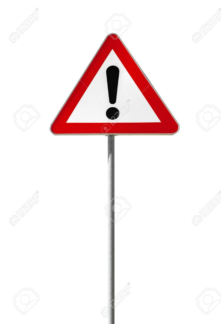 Avertissement Panneau Routier Avec Un Point D Exclamation Isole Sur Blanc Banque D Images Et Photos Libres De Droits Image