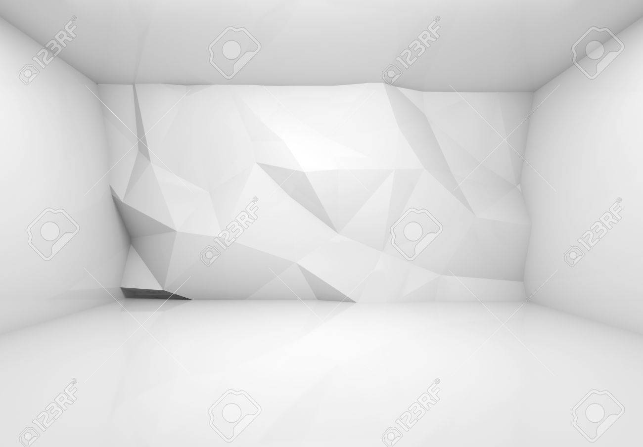 Interior Blanco 3d Abstracto Con Diseno En Relieve Poligonal En La