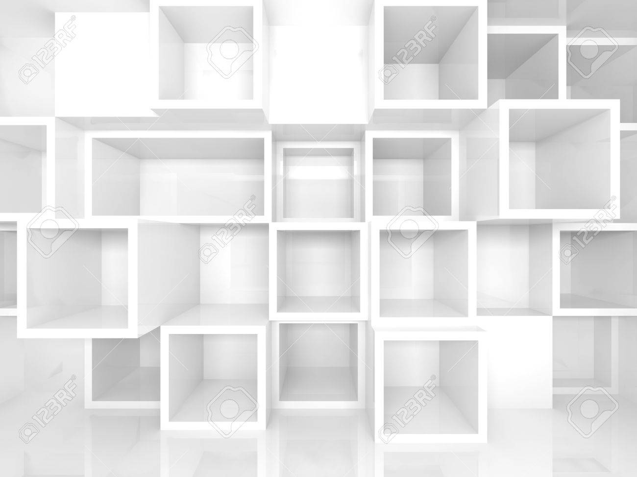 Abstract Empty 3d Interior With White Square Shelves On The Wall Stock Photo Picture And Royalty Free Image Image 36584487