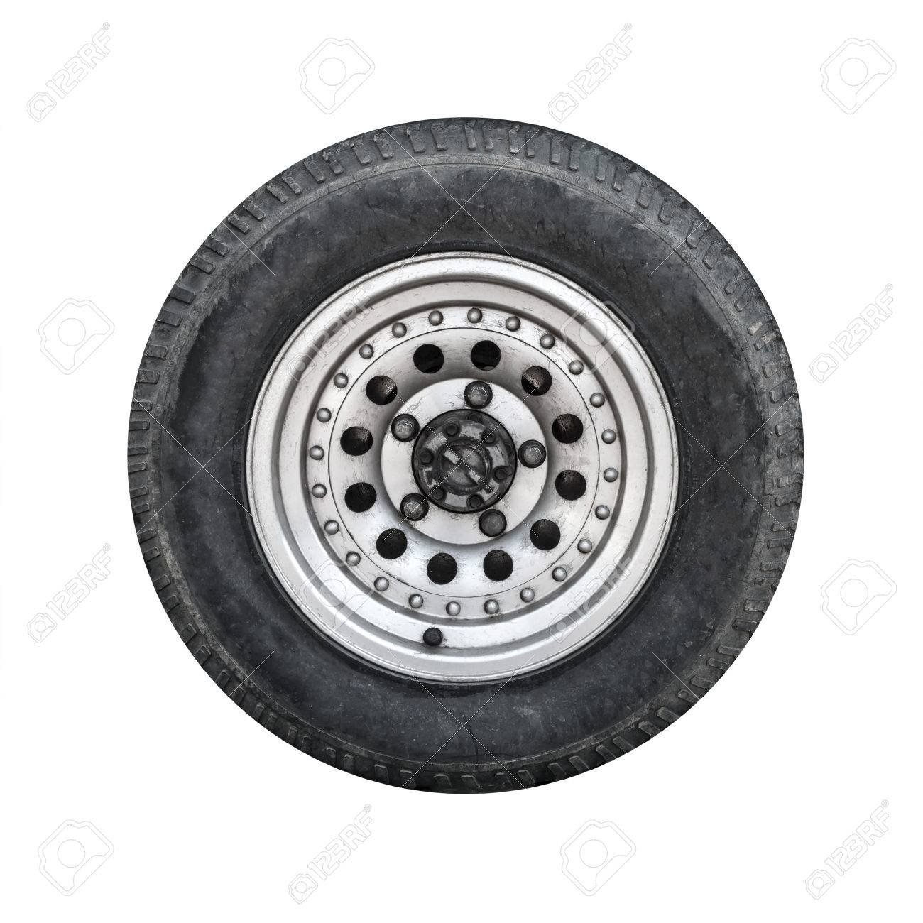 スチール ディスク 白で隔離正面にオフロード車のホイール の写真素材 画像素材 Image