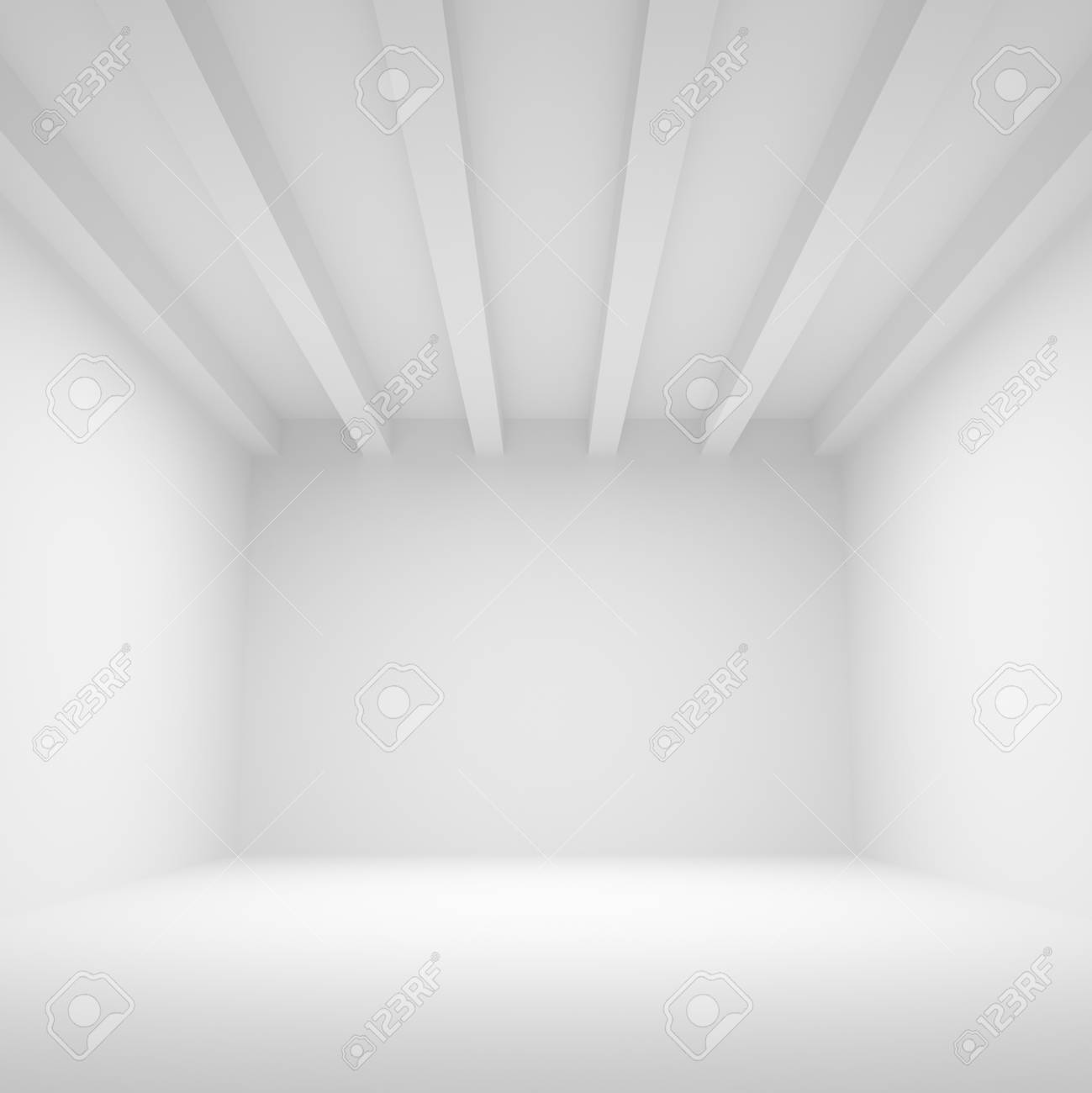 抽象的な白い建築背景 空の部屋のインテリア 3 D イラスト フロント ビュー の写真素材 画像素材 Image